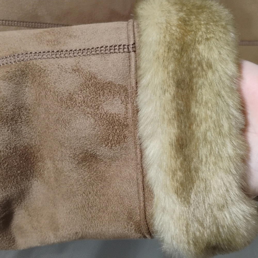 SALE! Gallery Faux Fur & Suede Long Gorgeous Coat Sz.L Never Worn - Picture 4 of 13